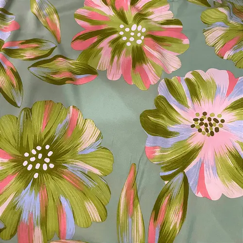 Tecido Viscose Estampada - Margarida Verde - 1,47m de Largura | Leveza, Frescor e Caimento Fluido