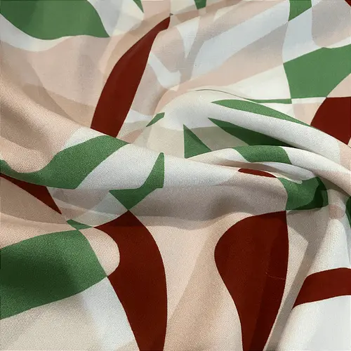 Tecido Viscose Estampada - Vitral Verde e Marrom - 1,47m de Largura | Leveza, Frescor e Caimento Fluido