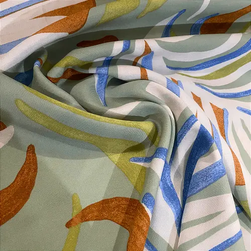 Tecido Viscose Estampada - Samambaia Verde Claro - 1,47m de Largura | Leveza, Frescor e Caimento Fluido