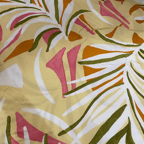 Tecido Viscose Estampada - Samambaia Amarelo - 1,47m de Largura | Leveza, Frescor e Caimento Fluido