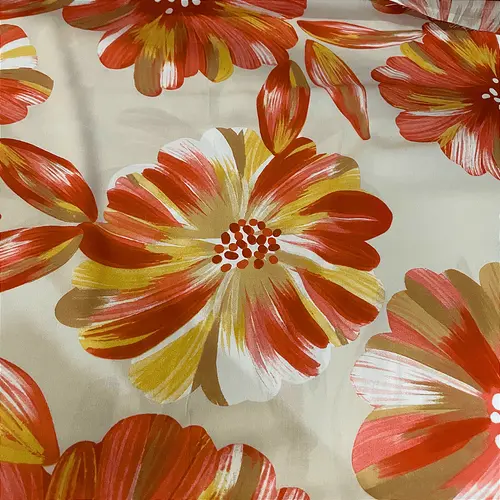 Tecido Viscose Estampada - Margarida Avermelhado - 1,47m de Largura | Leveza, Frescor e Caimento Fluido