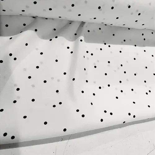 Tecido Viscose Estampada - Poá Preto Fundo Branco - 1,47m de Largura  | Poá 1cm | Leveza, Frescor e Caimento Fluido