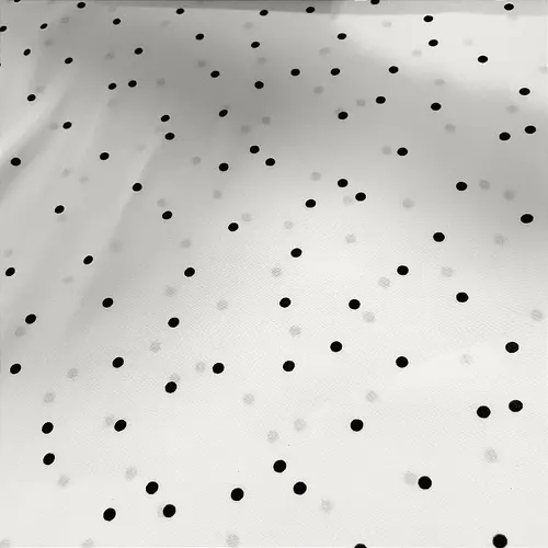 Tecido Viscose Estampada - Poá Preto Fundo Branco - 1,47m de Largura  | Poá 1cm | Leveza, Frescor e Caimento Fluido