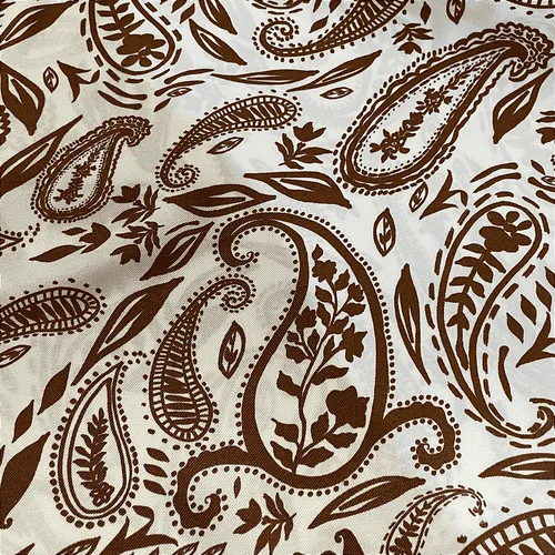 Tecido Crepe Sarjado Estampado - Cashmere Marrom - 1,50m de Largura | Textura Diagonal e Não Amassa