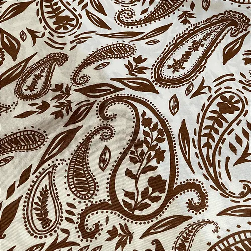 Tecido Crepe Sarjado Estampado - Cashmere Marrom - 1,50m de Largura | Textura Diagonal e Não Amassa