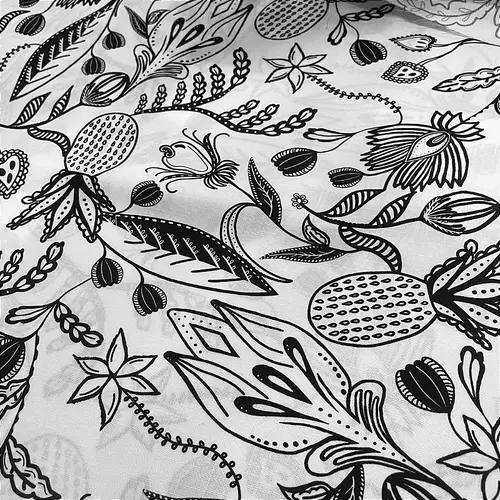 Tecido Viscolinho Estampado - Folhagem Branco - 1,50m de Largura | Toque Macio e Caimento Perfeito