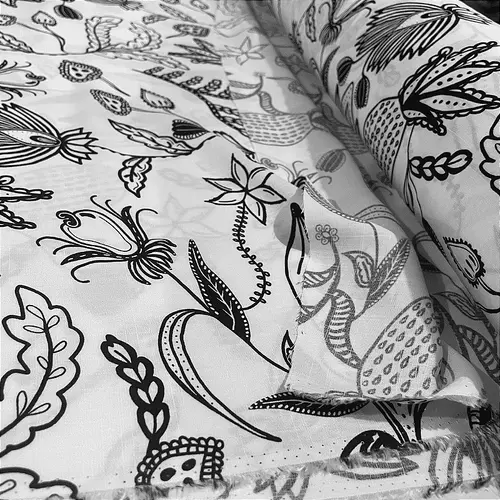 Tecido Viscolinho Estampado - Folhagem Branco - 1,50m de Largura | Toque Macio e Caimento Perfeito