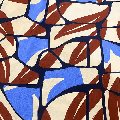 Tecido Viscolinho Estampado - Vitral Folhagem Azul - 1,50m de Largura | Toque Macio e Caimento Perfeito