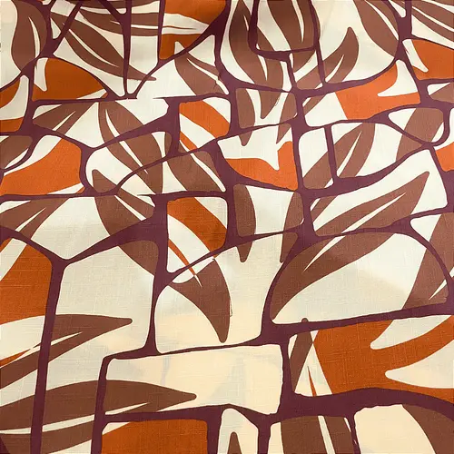 Tecido Viscolinho Estampado - Vitral Folhagem Marrom - 1,50m de Largura | Toque Macio e Caimento Perfeito