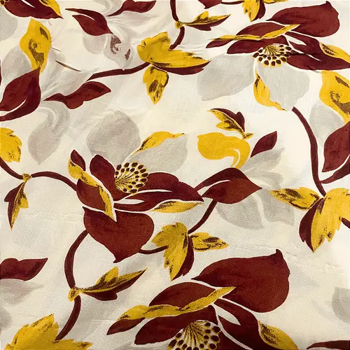 Tecido Viscolinho Estampado - Ramagem Marrom - 1,50m de Largura | Toque Macio e Caimento Perfeito