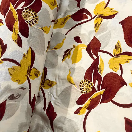 Tecido Viscolinho Estampado - Ramagem Marrom - 1,50m de Largura | Toque Macio e Caimento Perfeito