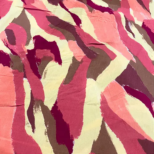 Tecido Viscolinho Estampado - Abstrato Marsala - 1,50m de Largura | Toque Macio e Caimento Perfeito