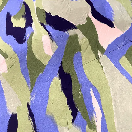 Tecido Viscolinho Estampado - Abstrato Azulado - 1,50m de Largura | Toque Macio e Caimento Perfeito