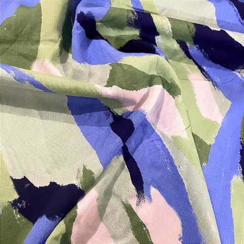 Tecido Viscolinho Estampado - Abstrato Azulado - 1,50m de Largura | Toque Macio e Caimento Perfeito