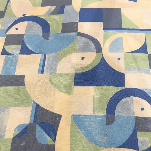 Tecido Viscolinho Estampado - Geométrico Azulado - 1,50m de Largura | Toque Macio e Caimento Perfeito