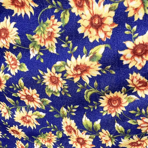 Tecido Atoalhado de Microfibra Estampado - Girassol Azul - 1,47m de Largura | Alta Absorção e Secagem Rápida