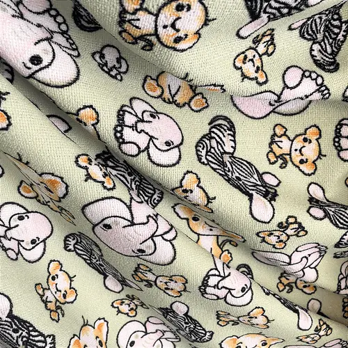 Tecido Atoalhado de Microfibra Estampado - Zoológico - 1,47m de Largura | Alta Absorção e Secagem Rápida