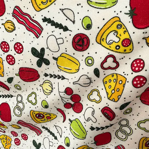 Tecido Atoalhado de Microfibra Estampado - Pizza - 1,47m de Largura | Alta Absorção e Secagem Rápida