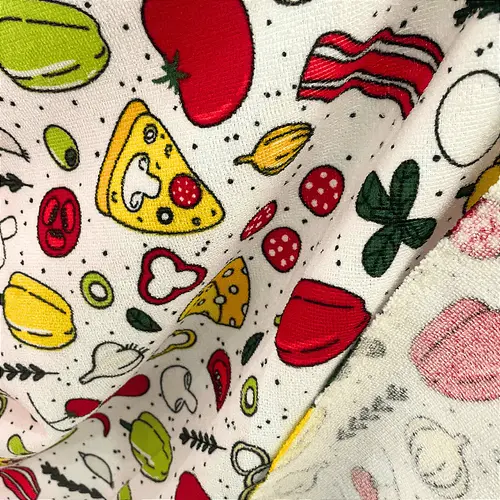Tecido Atoalhado de Microfibra Estampado - Pizza - 1,47m de Largura | Alta Absorção e Secagem Rápida