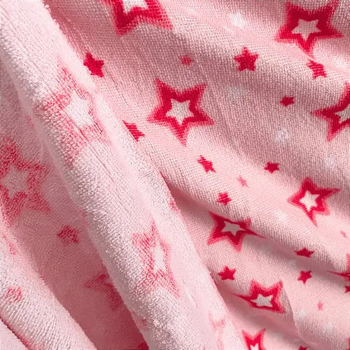 Tecido Atoalhado de Microfibra Estampado - Estrela Rosa - 1,47m de Largura | Alta Absorção e Secagem Rápida