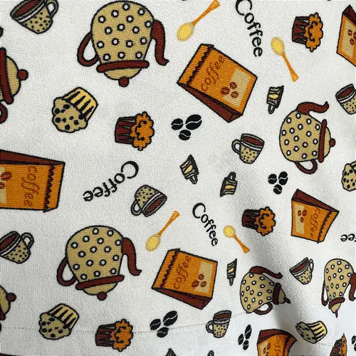 Tecido Atoalhado de Microfibra Estampado - Coffee - 1,47m de Largura | Alta Absorção e Secagem Rápida