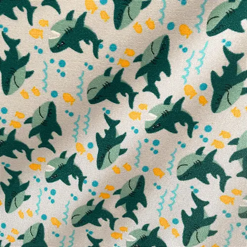 Tecido Atoalhado de Microfibra Estampado - Tubarão - 1,47m de Largura | Alta Absorção e Secagem Rápida