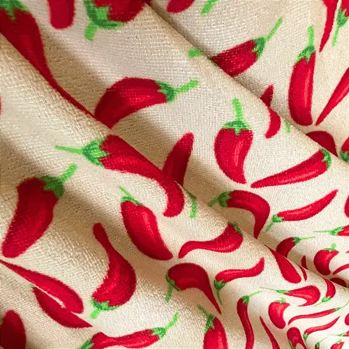 Tecido Atoalhado de Microfibra Estampado - Pimenta - 1,47m de Largura | Alta Absorção e Secagem Rápida