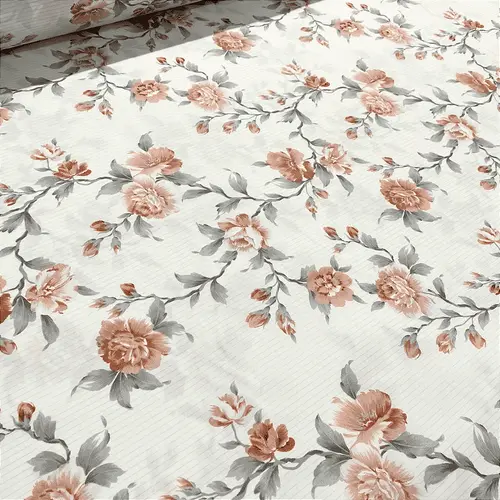 Tecido Percal Estampado 300 Fios 100% Poliéster - Roseria Fundo Branco - 2,50m de Largura | Toque Macio e Não Amassa