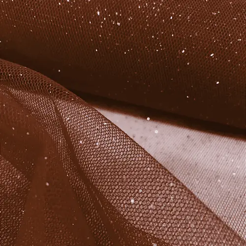 Tule Glitter - Marrom - 1,47m de Largura