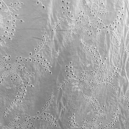 Laise Bordado 100% Algodão - Ramagem Pontos Branco - 1,40m de Largura