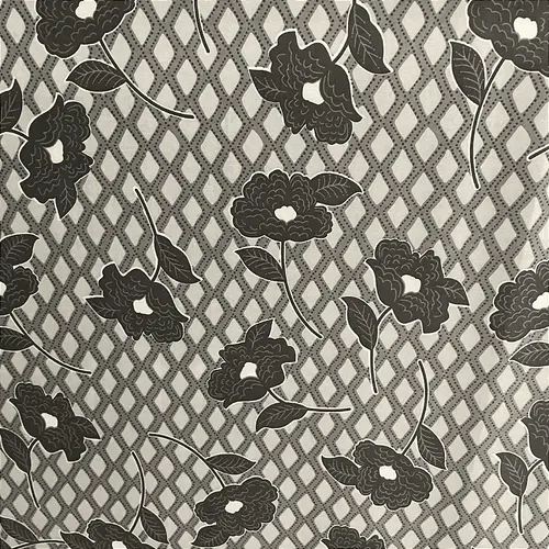 Liganete Estampada - Rosas Quadriculado Cinza - 1,60m de Largura