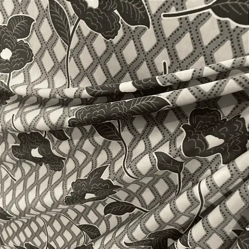 Liganete Estampada - Rosas Quadriculado Cinza - 1,60m de Largura