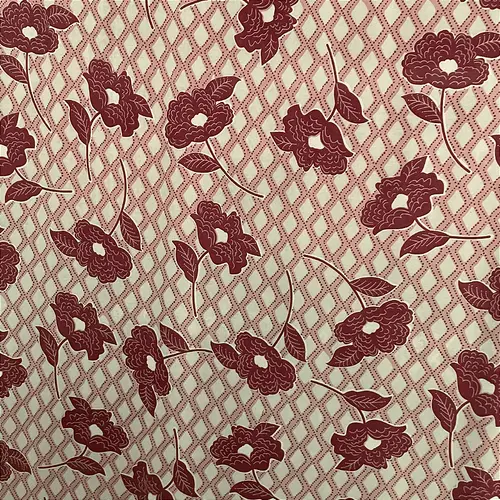 Liganete Estampada - Rosas Quadriculado Marsala - 1,60m de Largura