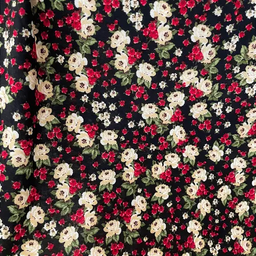 Liganete Estampada - Floral Miudo Preto - 1,60m de Largura