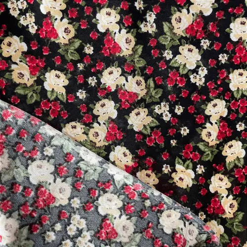 Liganete Estampada - Floral Miudo Preto - 1,60m de Largura