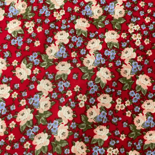 Liganete Estampada - Floral Miudo Vermelho - 1,60m de Largura