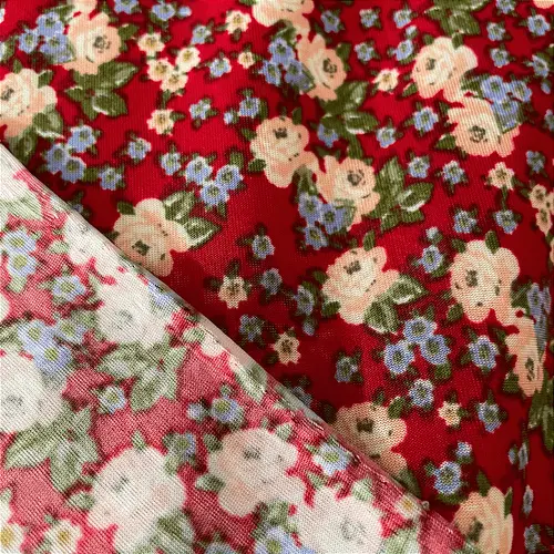 Liganete Estampada - Floral Miudo Vermelho - 1,60m de Largura