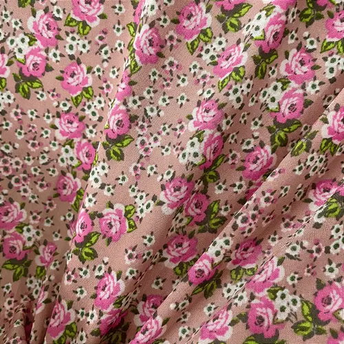 Liganete Estampada - Floral Miudo Rosa - 1,60m de Largura