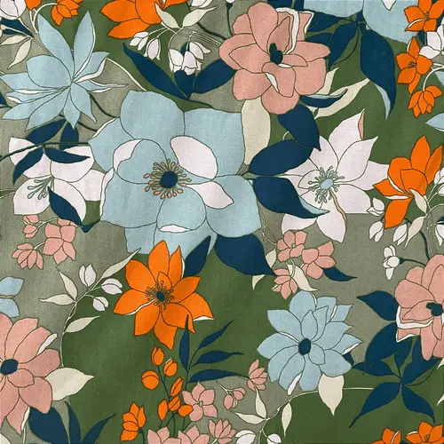 Liganete Estampada - Floral Fundo Verde - 1,60m de Largura