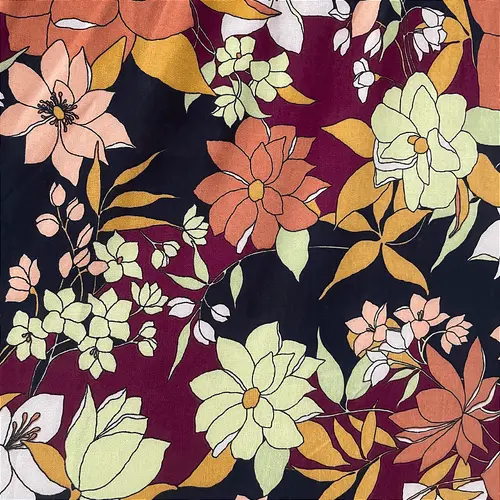 Liganete Estampada - Floral Fundo Preto - 1,60m de Largura