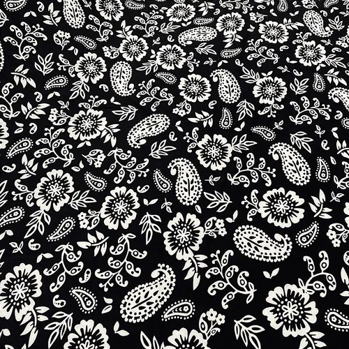Crepe Estampado Havana - Indiana Preto - 1,50m de Largura
