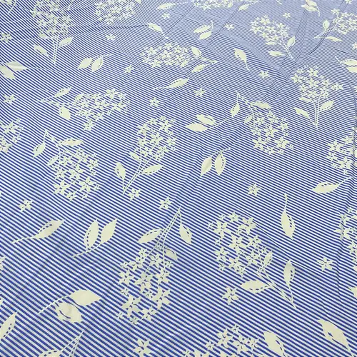 Crepe Estampado Havana - Folhagem Listrado Azul - 1,50m de Largura