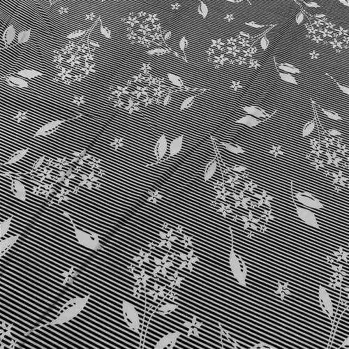Crepe Estampado Havana - Folhagem Listrado Preto - 1,50m de Largura