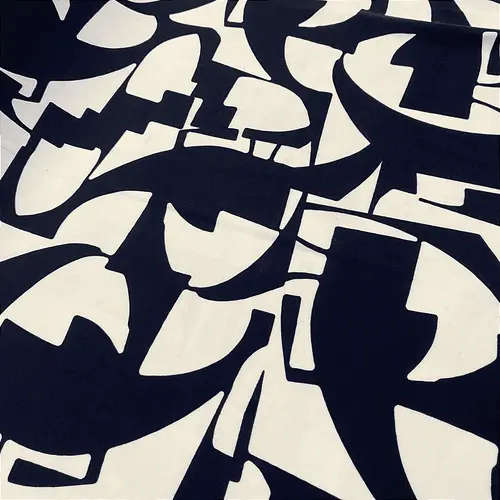 Crepe Estampado Havana - Geométrico Preto e Branco - 1,50m de Largura