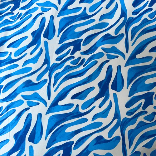 Crepe Estampado Havana - Onda Azul - 1,50m de Largura