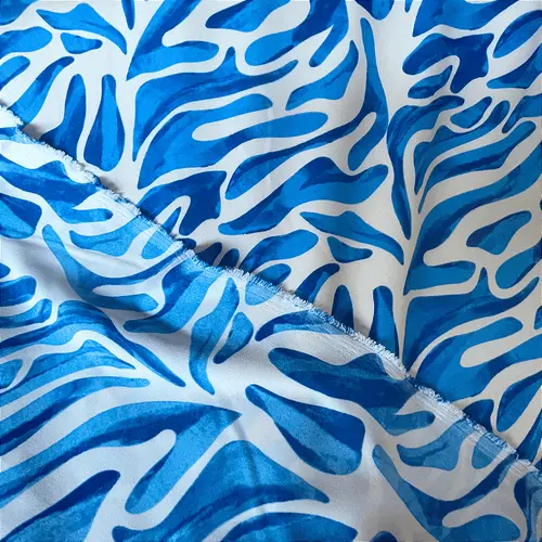 Crepe Estampado Havana - Onda Azul - 1,50m de Largura