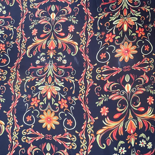 Crepe Estampado Havana - Arabesco Preto - 1,50m de Largura