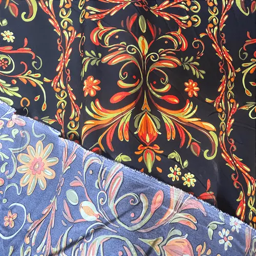 Crepe Estampado Havana - Arabesco Preto - 1,50m de Largura