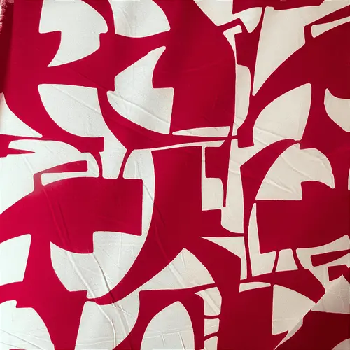 Crepe Estampado Havana - Geométrico Vermelho - 1,50m de Largura