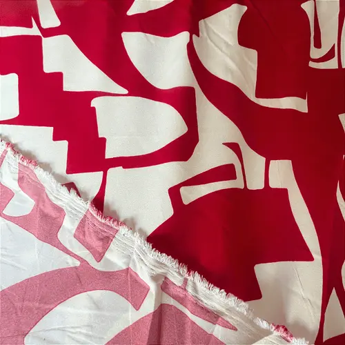 Crepe Estampado Havana - Geométrico Vermelho - 1,50m de Largura